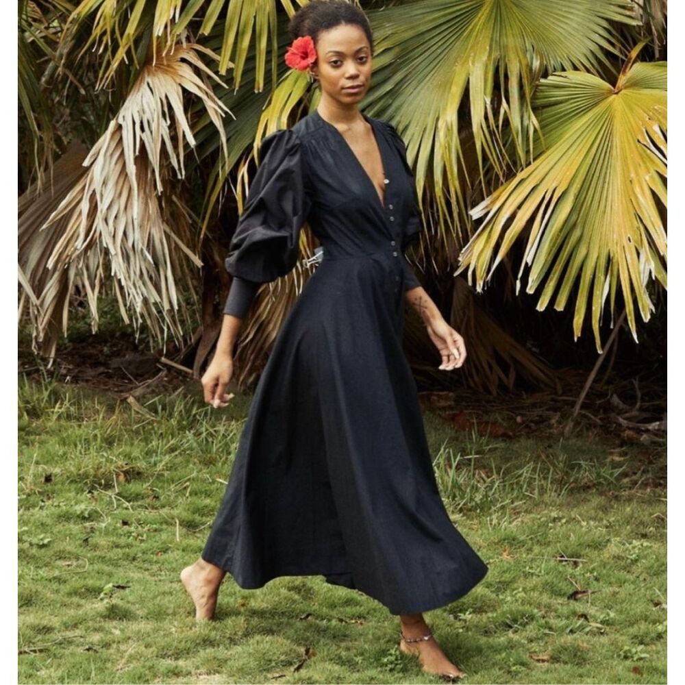 Doen Edlynne Organic Cotton Poplin Shirtdress Black Size XS